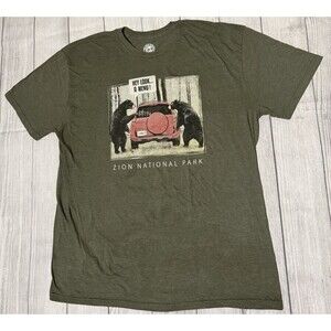 Zion National Park Mens Graphic T Shirt Bear Look A Menu Size 2XL